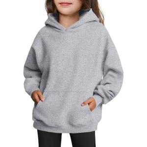 Arshiner Girls Oversized Hoodies Fleece Pullover Sweatshirts Kids Fashion Casual Outfits Fall Winter Clothes(Grey)