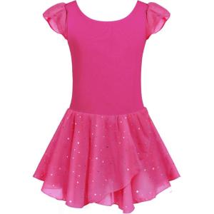 Arshiner Girls Ruffle Sleeve Ballet Dance Dress Tutu Skirted Leotard(Rose Red)