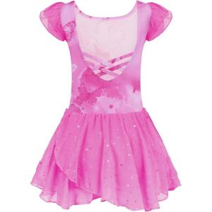 Arshiner Girls Ruffle Sleeve Ballet Dance Dress Tutu Skirted Leotard(Rose Red Butterfly)