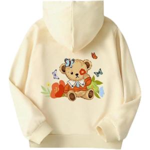 Arshiner Girls Tie Dye Sweatshirts Loose Casual Hoodies Long Sleeve Pullover Hooded Tops With Pockets(Beige Teddy)