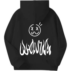 Arshiner Girls Tie Dye Sweatshirts Loose Casual Hoodies Long Sleeve Pullover Hooded Tops With Pockets(Black Graphic)