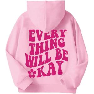 Arshiner Girls Tie Dye Sweatshirts Loose Casual Hoodies Long Sleeve Pullover Hooded Tops With Pockets(Hot Pink Letters)
