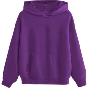 Arshiner Girls Tie Dye Sweatshirts Loose Casual Hoodies Long Sleeve Pullover Hooded Tops With Pockets(Purple)