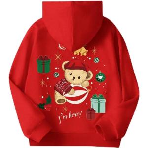 Arshiner Girls Tie Dye Sweatshirts Loose Casual Hoodies Long Sleeve Pullover Hooded Tops With Pockets(Red Teddy)