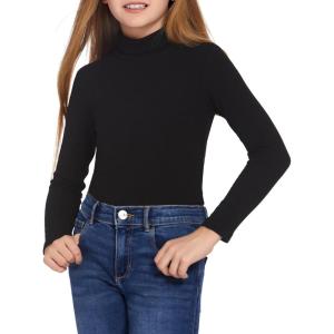 Arshiner Girls Turtleneck Sweater Kids Casual Long Sleeve Knit Pullover Tops(0_black)