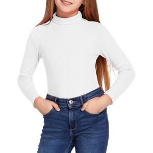 Arshiner Girls Turtleneck Sweater Kids Casual Long Sleeve Knit Pullover Tops(1_white)