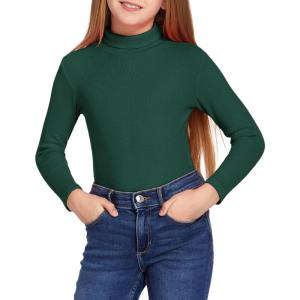 Arshiner Girls Turtleneck Sweater Kids Casual Long Sleeve Knit Pullover Tops(Green)