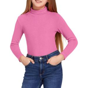 Arshiner Girls Turtleneck Sweater Kids Casual Long Sleeve Knit Pullover Tops(Rose)