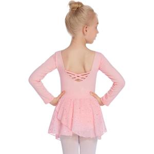 Arshiner Kids Girls Classic Long Sleeve Leotard Dance Ballet Dress(Z_ballet Pink)