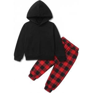 Arshiner Toddler Girl’s 2Pcs Outfits Clothing Sets Long Sleeve Hoodie Sweatshirt Pants Set with Pockets Fall Winter Clothes(Christmas Plaid)