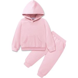 Arshiner Toddler Girl’s 2Pcs Outfits Clothing Sets Long Sleeve Hoodie Sweatshirt Pants Set with Pockets Fall Winter Clothes(Light Pink)