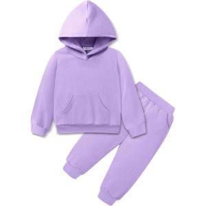 Arshiner Toddler Girl’s 2Pcs Outfits Clothing Sets Long Sleeve Hoodie Sweatshirt Pants Set with Pockets Fall Winter Clothes(Lilac)