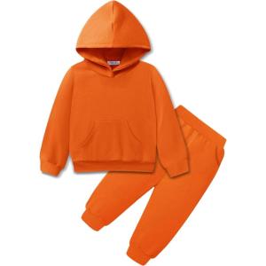 Arshiner Toddler Girl’s 2Pcs Outfits Clothing Sets Long Sleeve Hoodie Sweatshirt Pants Set with Pockets Fall Winter Clothes(Orange)