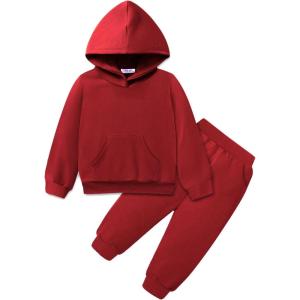 Arshiner Toddler Girl’s 2Pcs Outfits Clothing Sets Long Sleeve Hoodie Sweatshirt Pants Set with Pockets Fall Winter Clothes(Wine Red)