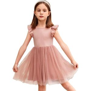 Arshiner Toddler Tutu Dress Little Girls Fluffy Summer Dresses Casual Party Tulle Sundress for Kids 2-6Y(0-pink)