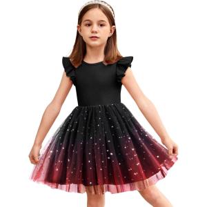 Arshiner Toddler Tutu Dress Little Girls Fluffy Summer Dresses Casual Party Tulle Sundress for Kids 2-6Y(Black Gradient)