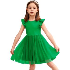 Arshiner Toddler Tutu Dress Little Girls Fluffy Summer Dresses Casual Party Tulle Sundress for Kids 2-6Y(Green)
