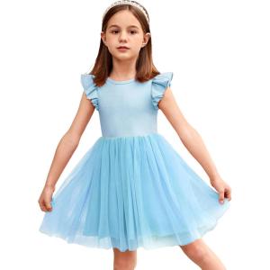 Arshiner Toddler Tutu Dress Little Girls Fluffy Summer Dresses Casual Party Tulle Sundress for Kids 2-6Y(Light Blue)