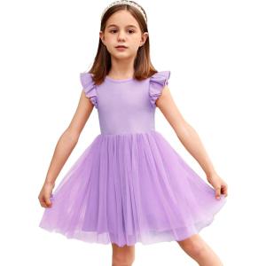 Arshiner Toddler Tutu Dress Little Girls Fluffy Summer Dresses Casual Party Tulle Sundress for Kids 2-6Y(Lilac)