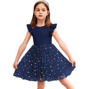 Arshiner Toddler Tutu Dress Little Girls Fluffy Summer Dresses Casual Party Tulle Sundress for Kids 2-6Y(Navy Blue)