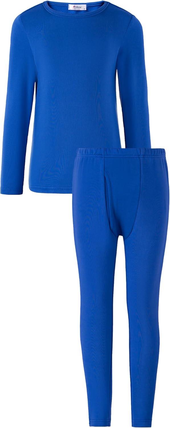 imageArshienr Boys Thermal Underwear Set 2Piece Base Layer Fleece Lined Long Johns Top Bottom Warm Set for Cold WeatherRoyal Blue