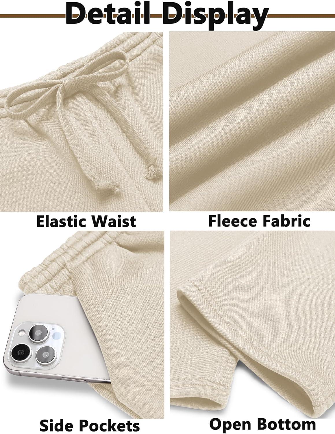 imageArshiner Boys Casual Pants Fleece Sweatpants Lightweight Open Bottom Lounge Pants Drawstring Jogger Pants with PocketsCamel