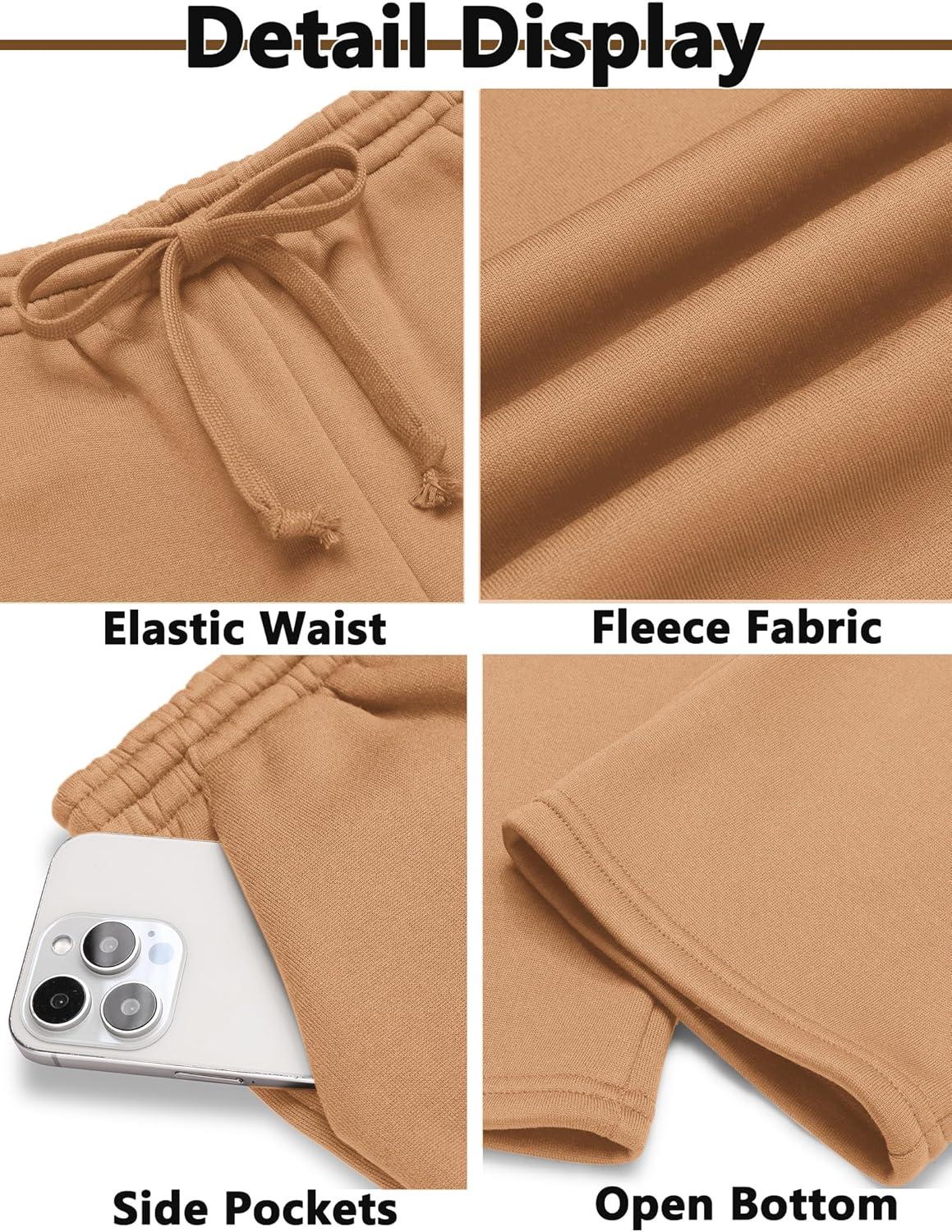 imageArshiner Boys Casual Pants Fleece Sweatpants Lightweight Open Bottom Lounge Pants Drawstring Jogger Pants with PocketsLight Coffee