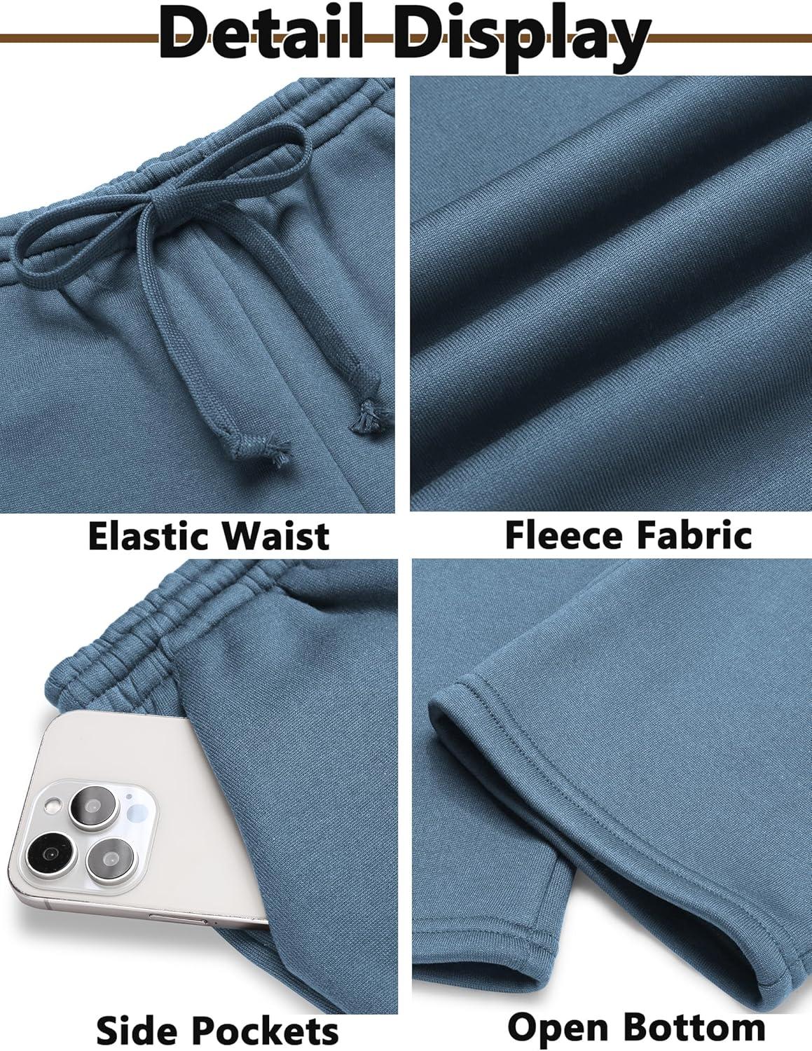 imageArshiner Boys Casual Pants Fleece Sweatpants Lightweight Open Bottom Lounge Pants Drawstring Jogger Pants with PocketsNavy Blue
