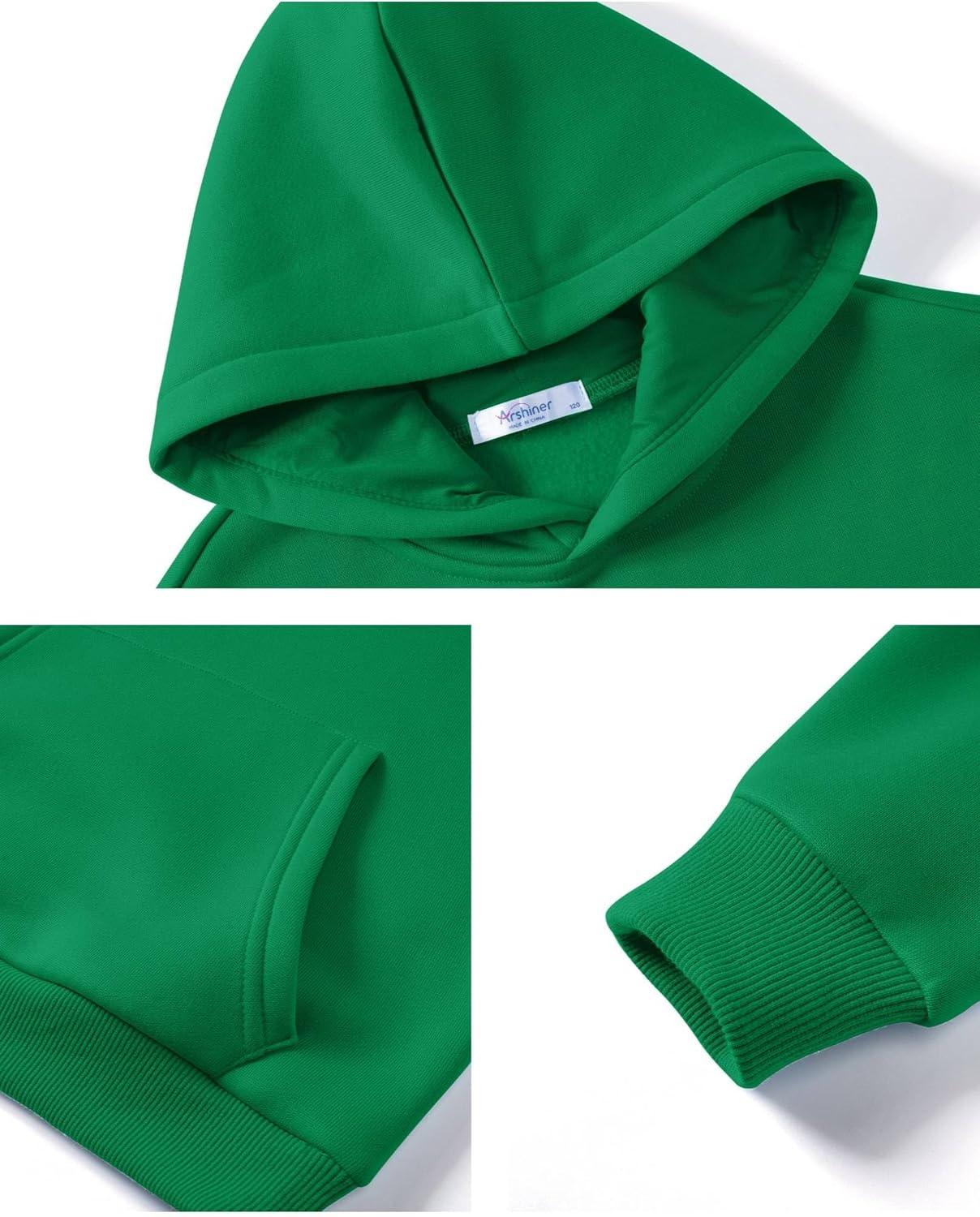 imageArshiner Boys Hooded Sweatshirt Fleece Pullover Long Sleeve Warm Hoodies with Pocket for Kids 514 YearsGreen