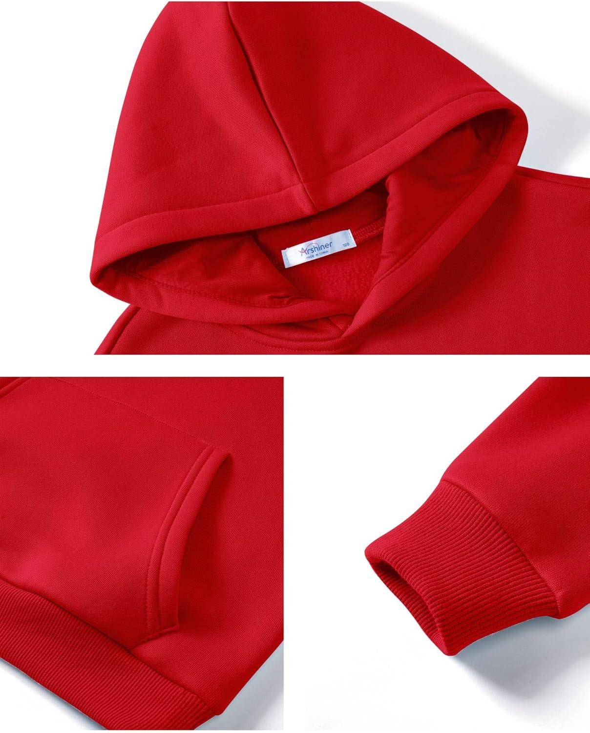 imageArshiner Boys Hooded Sweatshirt Fleece Pullover Long Sleeve Warm Hoodies with Pocket for Kids 514 YearsRed