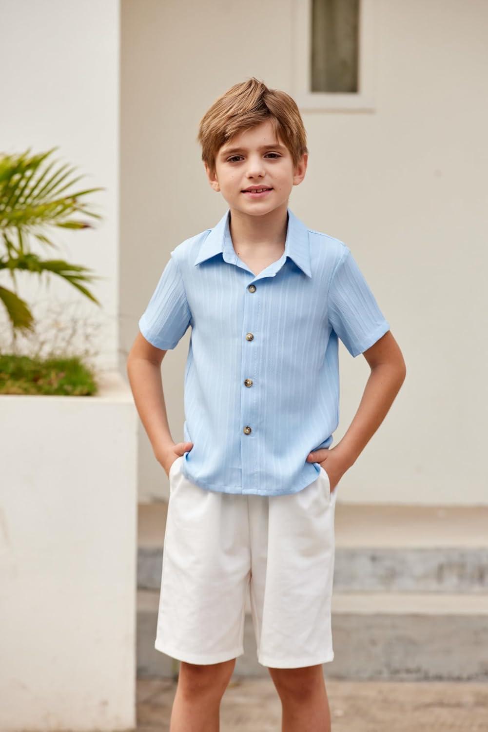 imageArshiner Boys Linen Shorts with Elastic Waist Breathable Summer Beach Shorts for Kids 513 YearsWhite