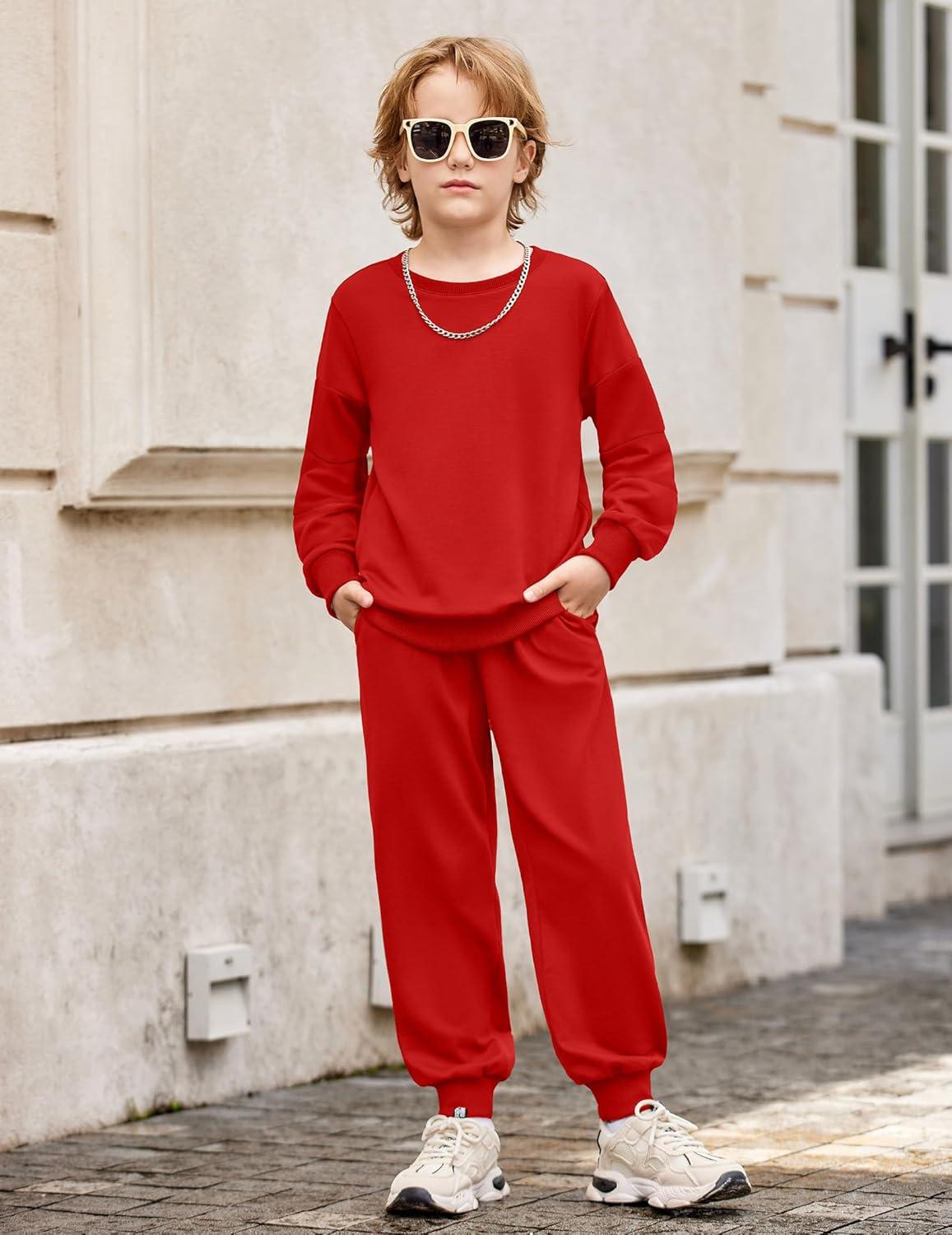 imageArshiner Boys Long Sleeve Red Sweatshirt and Pants Set Holiday Clothes for Kids 67 Years