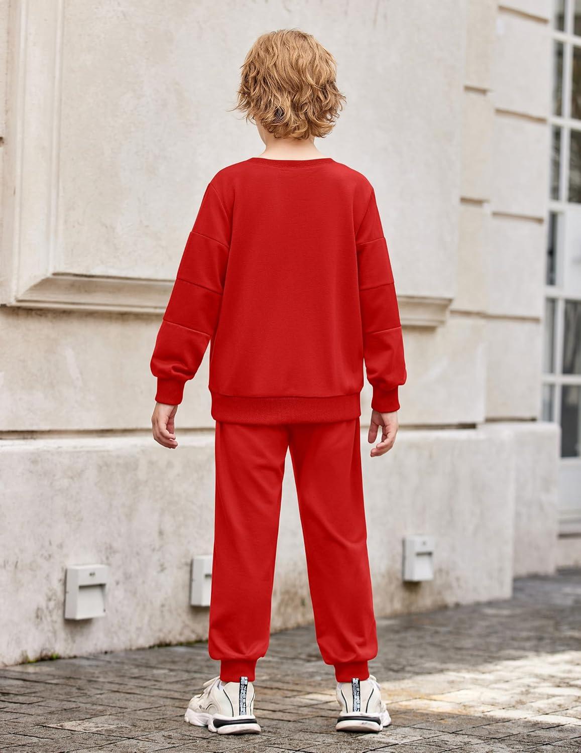 imageArshiner Boys Long Sleeve Red Sweatshirt and Pants Set Holiday Clothes for Kids 67 Years