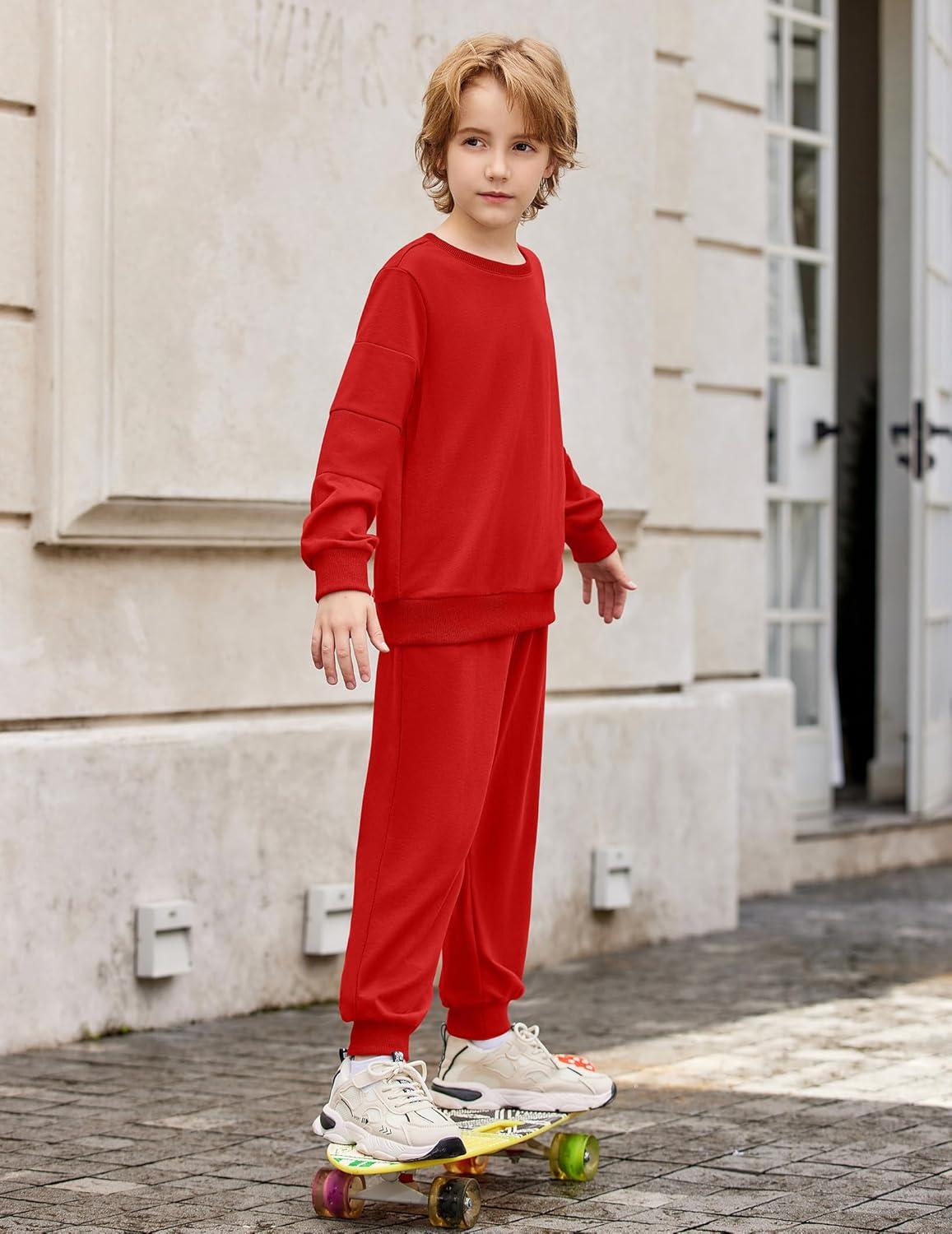 imageArshiner Boys Long Sleeve Red Sweatshirt and Pants Set Holiday Clothes for Kids 67 Years