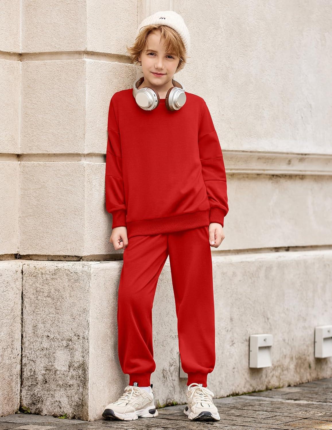 imageArshiner Boys Long Sleeve Red Sweatshirt and Pants Set Holiday Clothes for Kids 67 Years