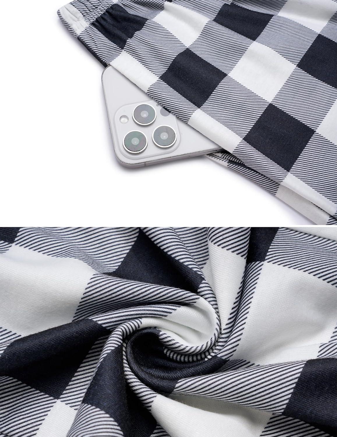 imageArshiner Boys Pajama Pants Long Plaid PJ Bottoms Boys Sleepwear Lounge Pants with Pockets 614 YearsBlack White Plaid
