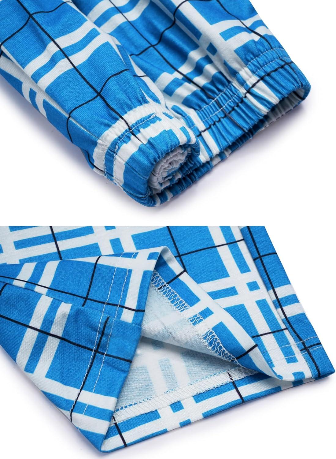 imageArshiner Boys Pajama Pants Long Plaid PJ Bottoms Boys Sleepwear Lounge Pants with Pockets 614 YearsCyan Blue Plaid
