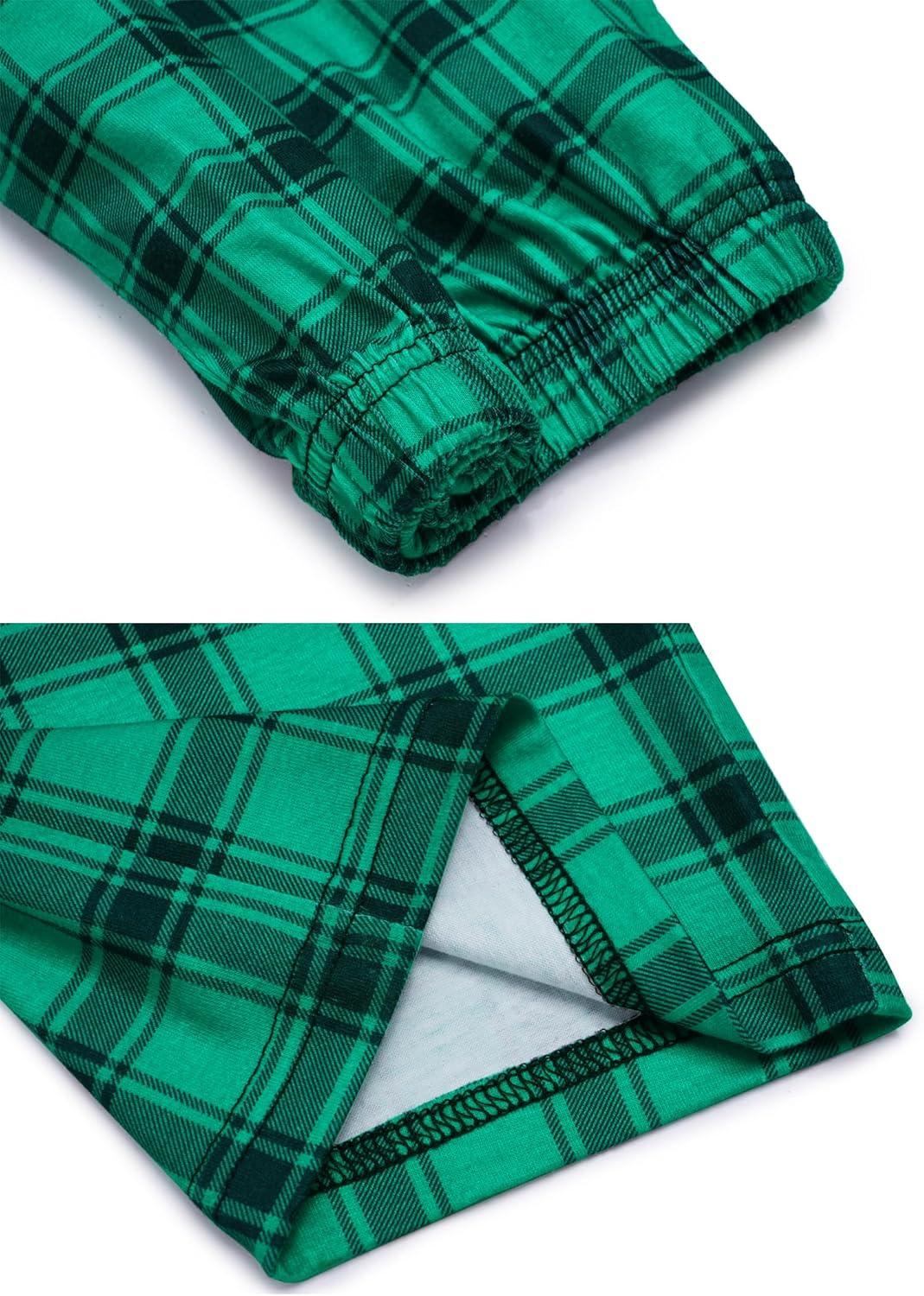 imageArshiner Boys Pajama Pants Long Plaid PJ Bottoms Boys Sleepwear Lounge Pants with Pockets 614 YearsGreen Plaid