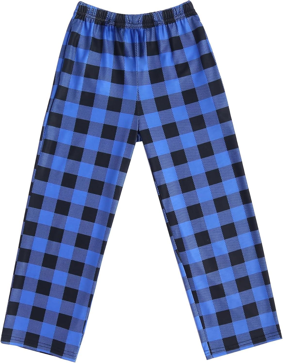 imageArshiner Boys Pajama Pants Long Sleep Plaid Pants Soft Lounge Pj Bottoms with PocketsBlue Plaid