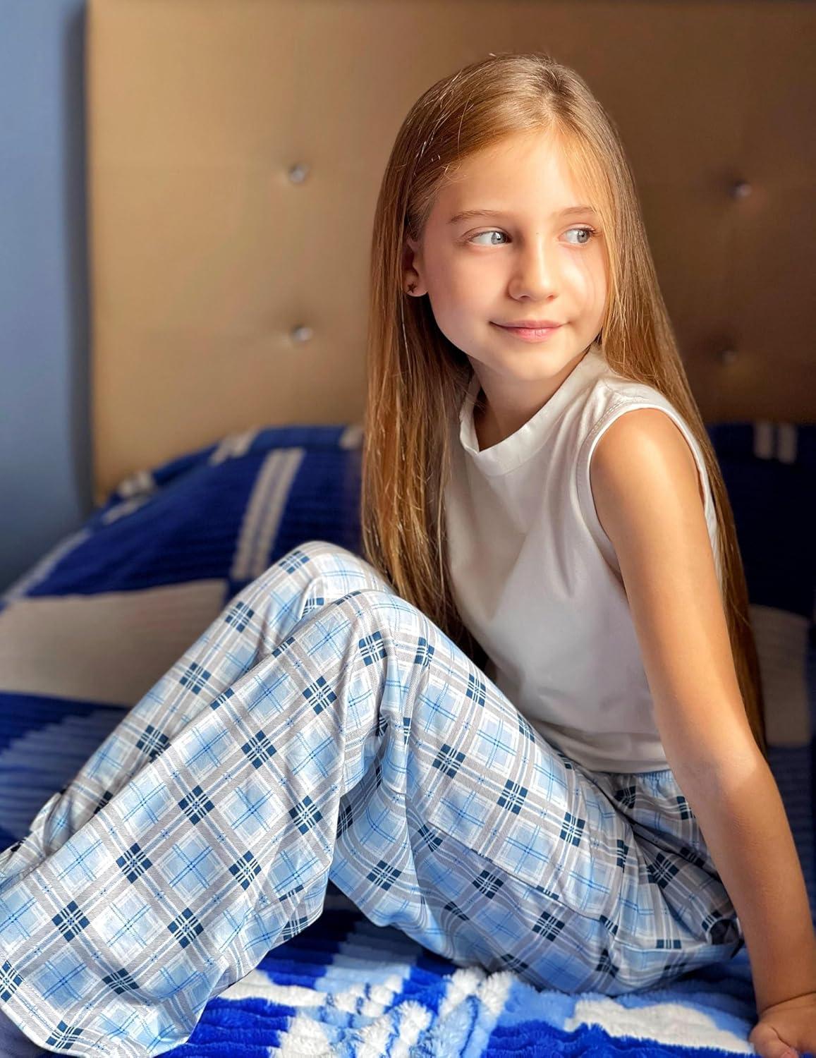 imageArshiner Boys Pajama Pants Long Sleep Plaid Pants Soft Lounge Pj Bottoms with PocketsLight Blue Plaid