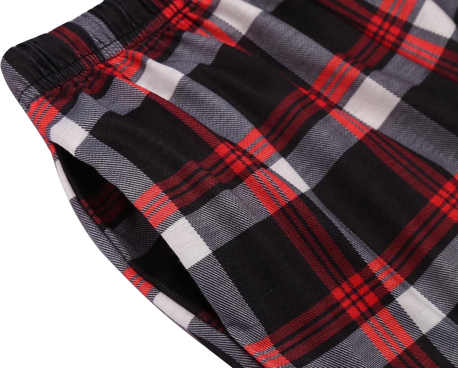 imageArshiner Boys Pajama Pants Long Sleep Plaid Pants Soft Lounge Pj Bottoms with PocketsRed White Plaid