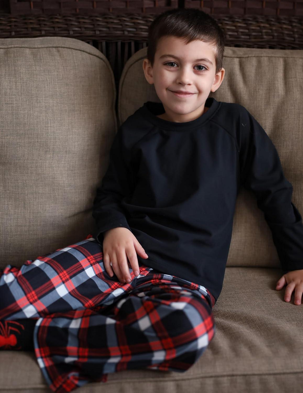 imageArshiner Boys Pajama Pants Long Sleep Plaid Pants Soft Lounge Pj Bottoms with PocketsRed White Plaid