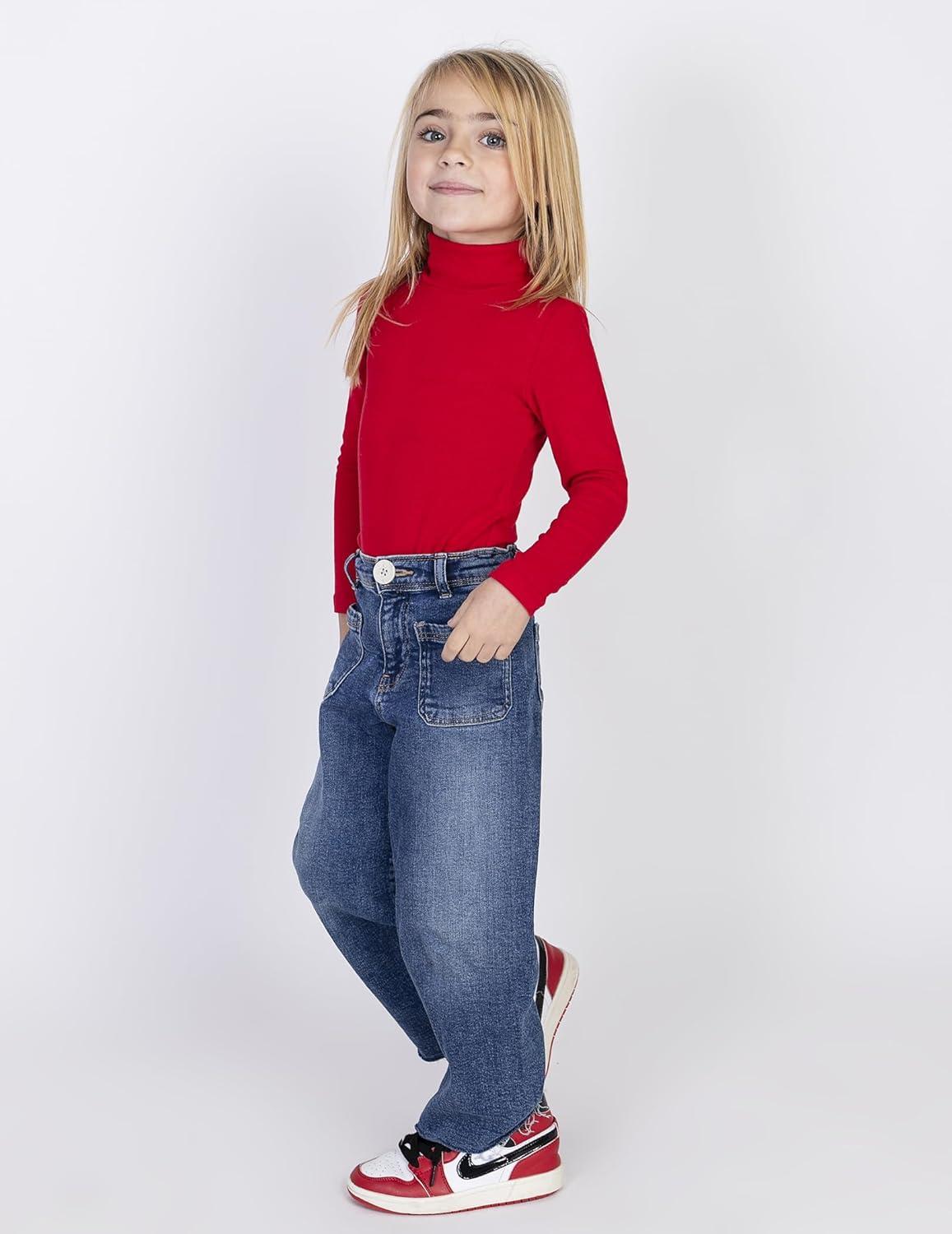 imageArshiner Girls 2 Pack Turtleneck Long Sleeve Shirts Ribbed Base Layer Top Slim Fit Pullover Blouse TeeBlackRed