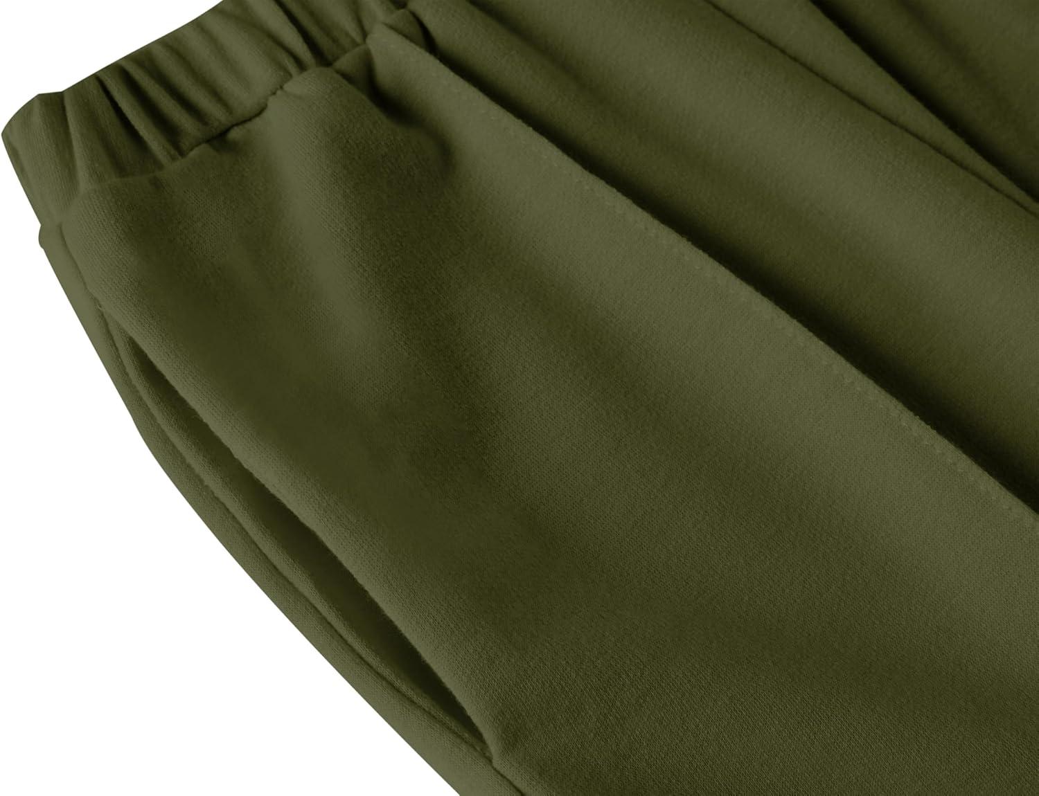 imageArshiner Girls 2 Piece Outfits Sweatsuit Set Twist Front Sweatshirt Wide Leg Sweatpants Tracksuit with PocketsArmy Green