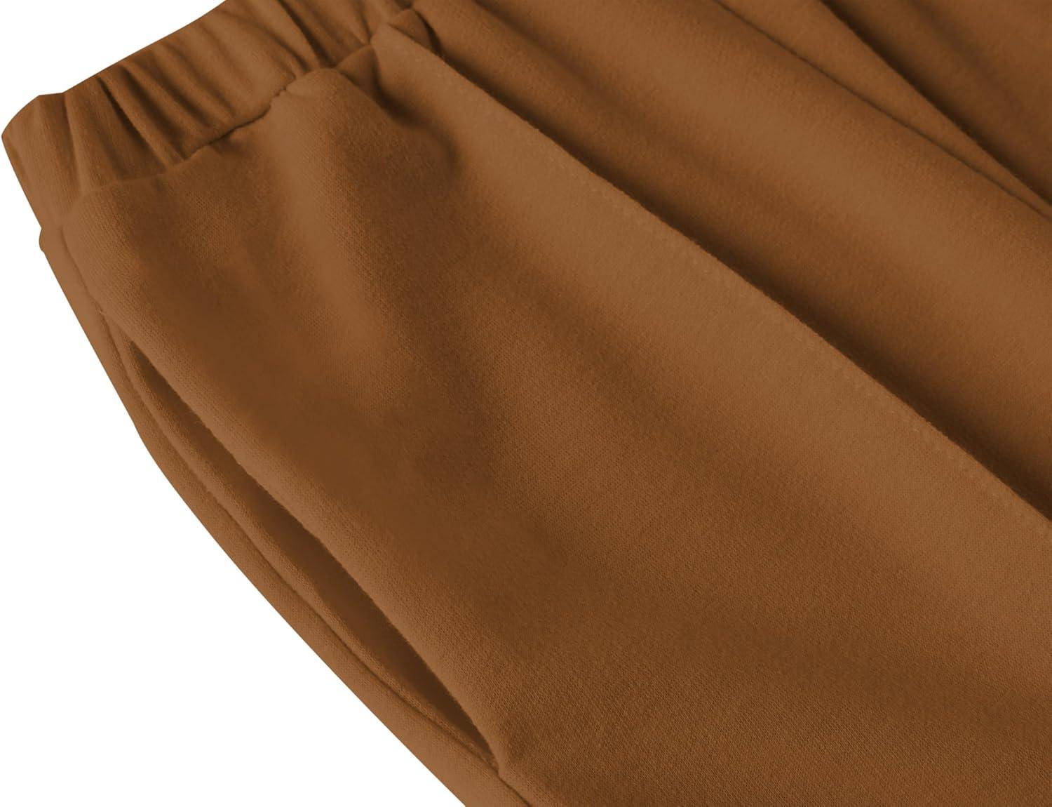 imageArshiner Girls 2 Piece Outfits Sweatsuit Set Twist Front Sweatshirt Wide Leg Sweatpants Tracksuit with PocketsBrown