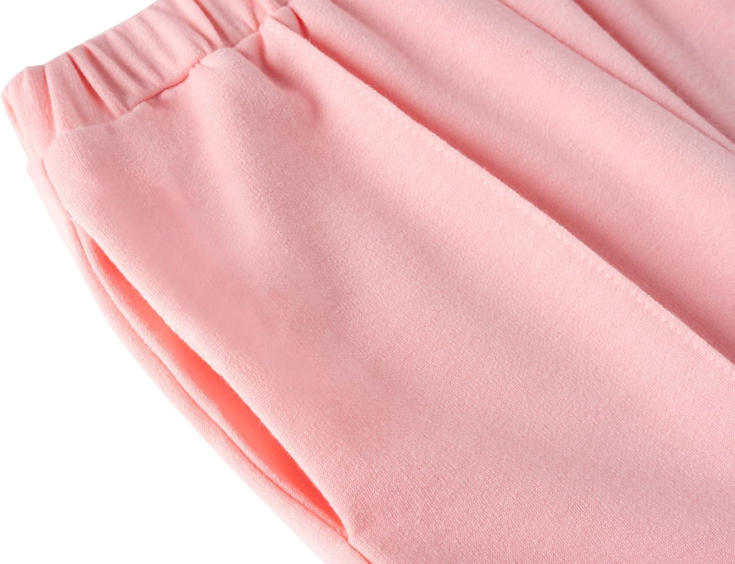 imageArshiner Girls 2 Piece Outfits Sweatsuit Set Twist Front Sweatshirt Wide Leg Sweatpants Tracksuit with PocketsPink