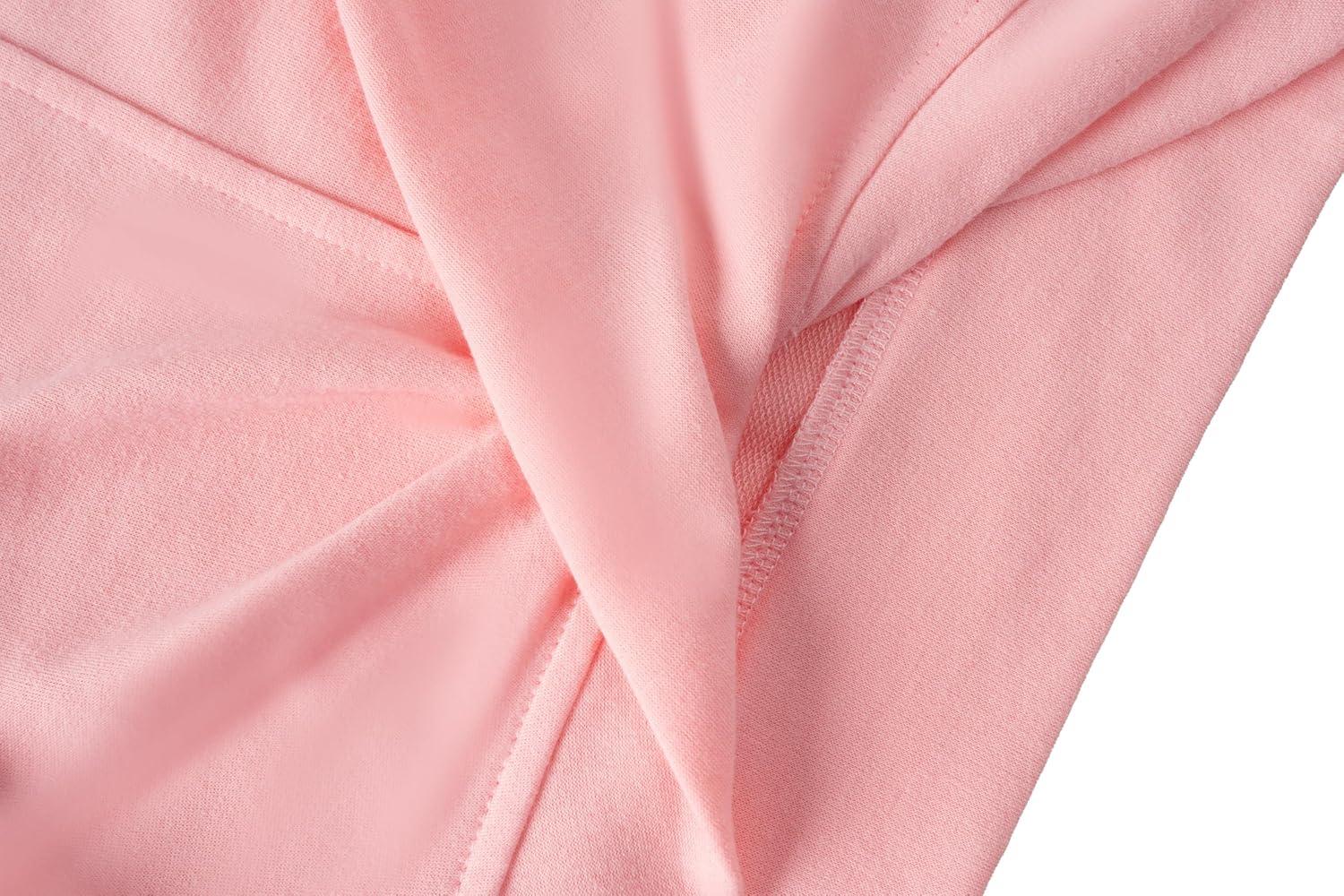 imageArshiner Girls 2 Piece Outfits Sweatsuit Set Twist Front Sweatshirt Wide Leg Sweatpants Tracksuit with PocketsPink