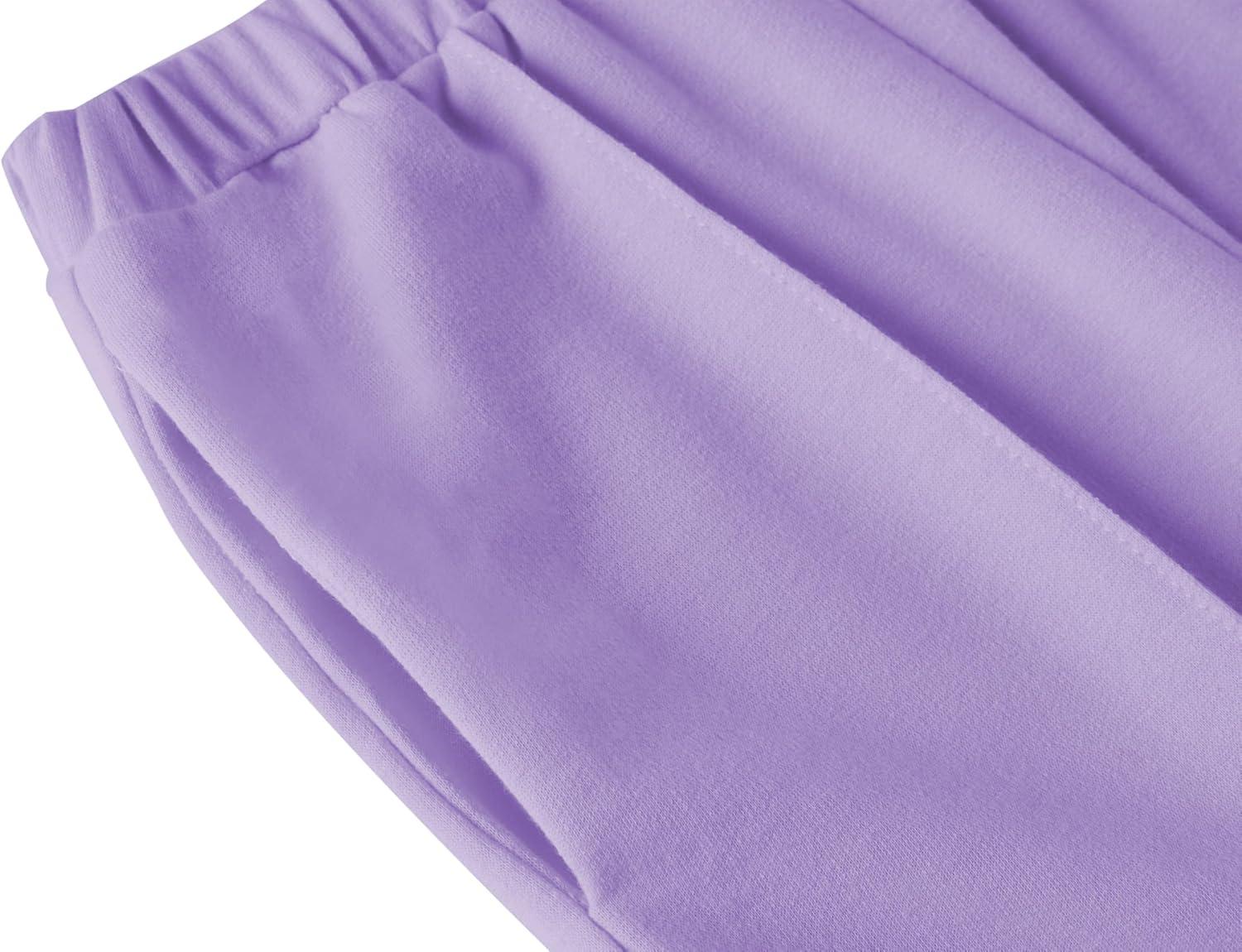 imageArshiner Girls 2 Piece Outfits Sweatsuit Set Twist Front Sweatshirt Wide Leg Sweatpants Tracksuit with PocketsPurple