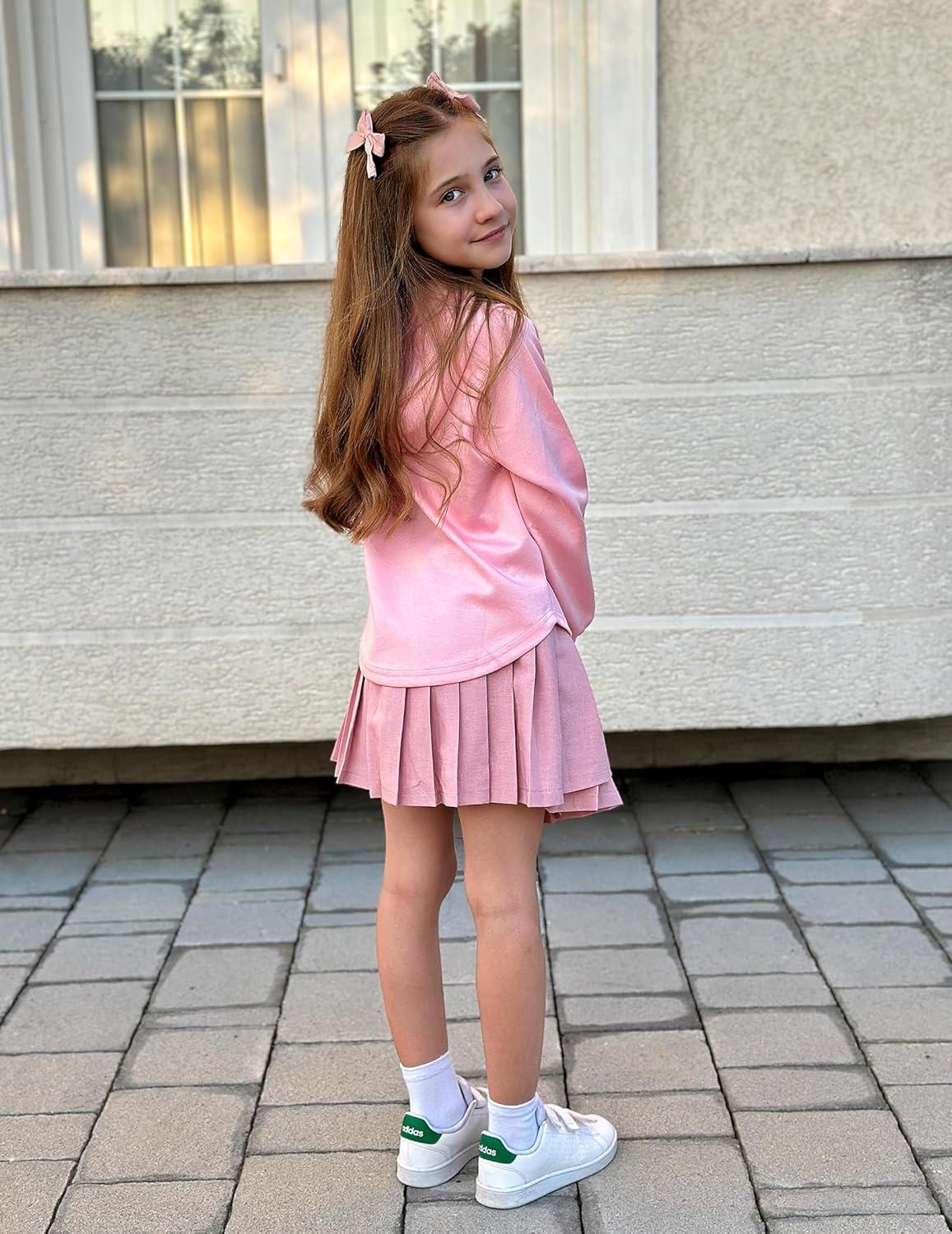 imageArshiner Girls Button Up Hoodies Kids Casual V Neck Sweatshirt Girl Long Sleeve Shirts Tunic Tops Curved Hem 513 YearsPink