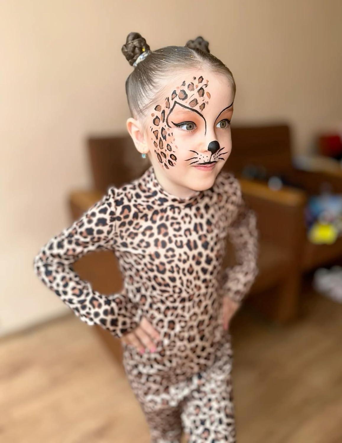 imageArshiner Girls Clothes 2 Piece Fall Outfits Slim Long Sleeve Shirt and Leggings Set Kids Thermal Underwear setsLeopard